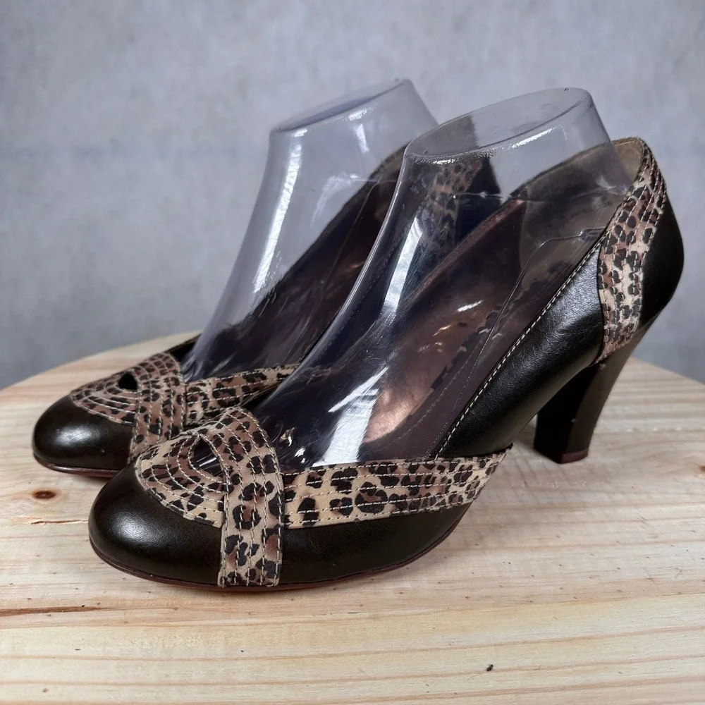 MUDD Y2K Leopard Print Pumps Women Size 9M Brown Good Animal Print Heels